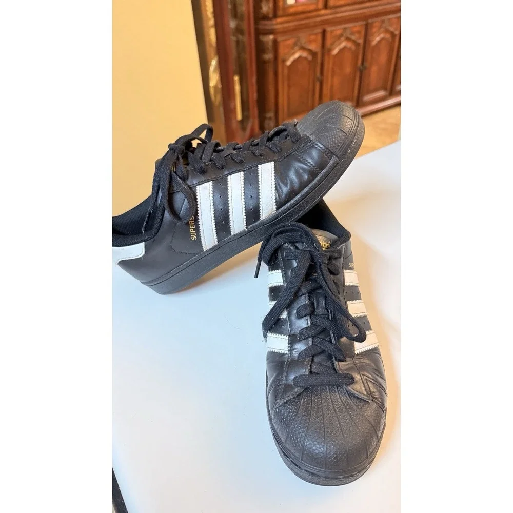adidas Superstar Black White Shell Toe Leather Sneakers Men's US 7.5